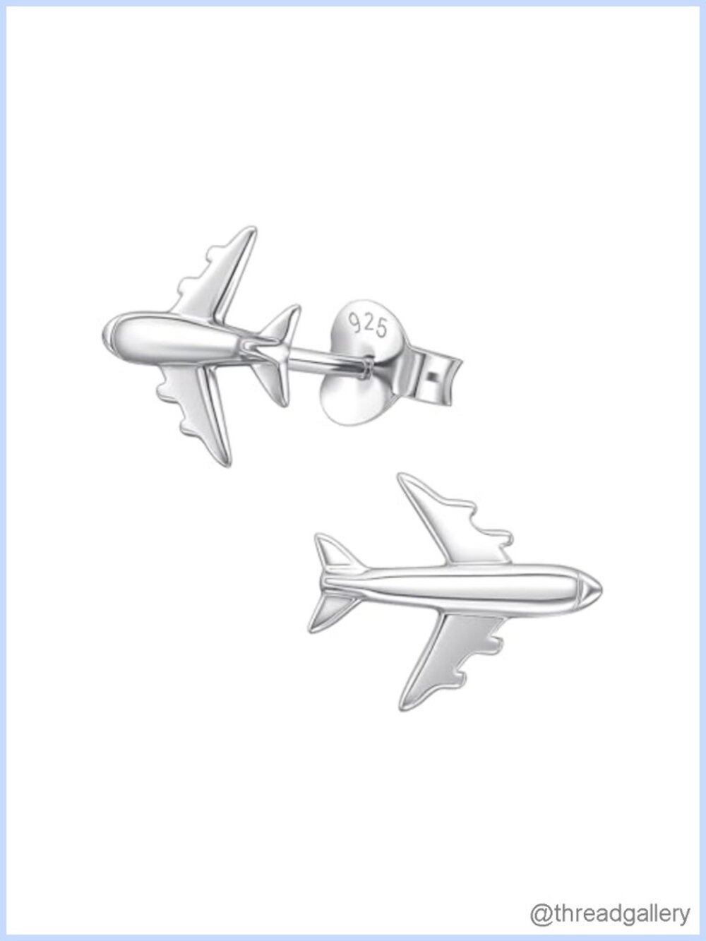 Tiny 925 Sterling Silver Airplane Stud Earrings